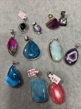 Lot of Mixed Gemstone Pendants for Necklaces